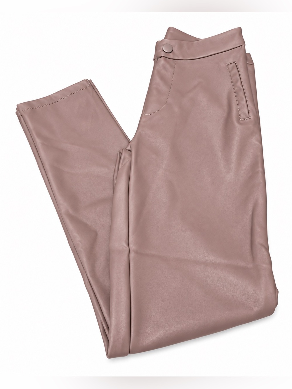 Mauve Faux Leather Straight-Leg Pants NWT Size Small